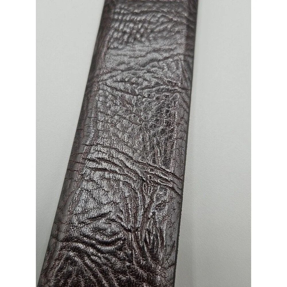 Hand Crafted Shrunken Bull Dark Brown Leather Belt 38 USA Made 1-3/8